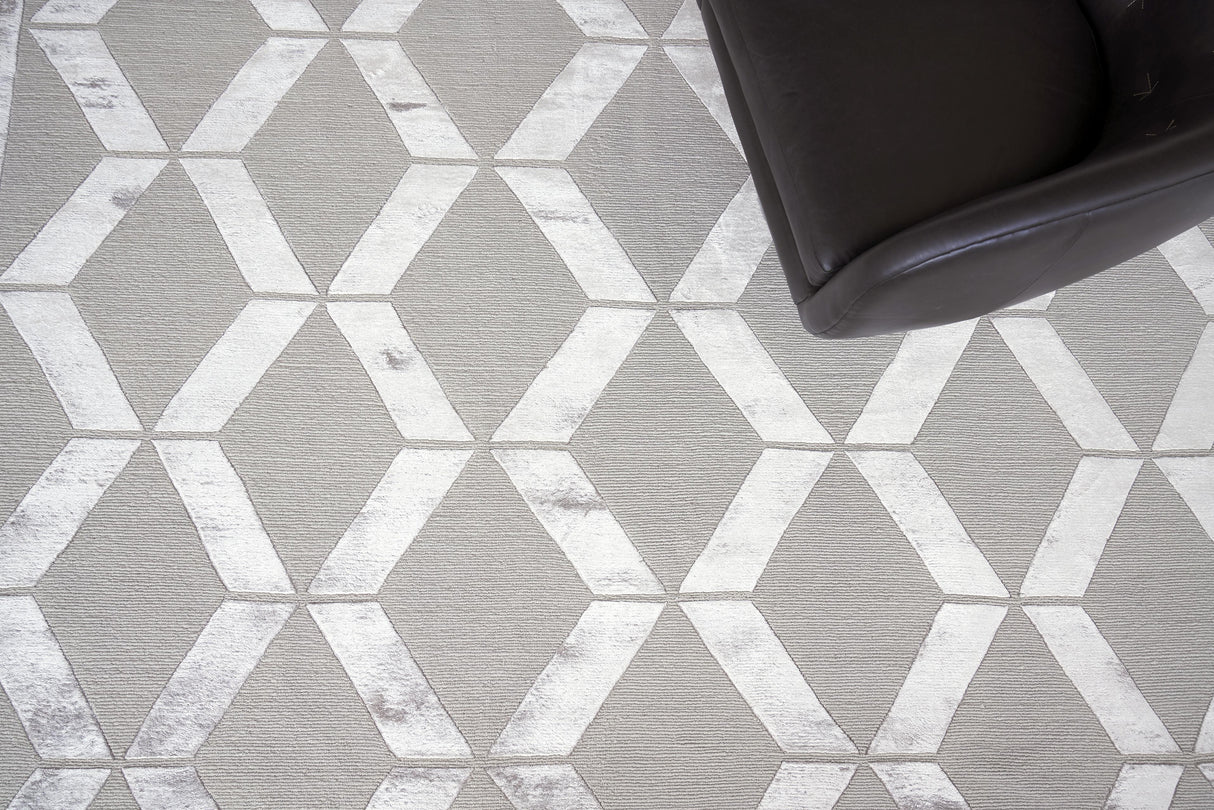 Exquisite Rugs Metro Velvet Hand Knotted Wool/Viscose in 3030 Silver 8' x 10' Area Rug