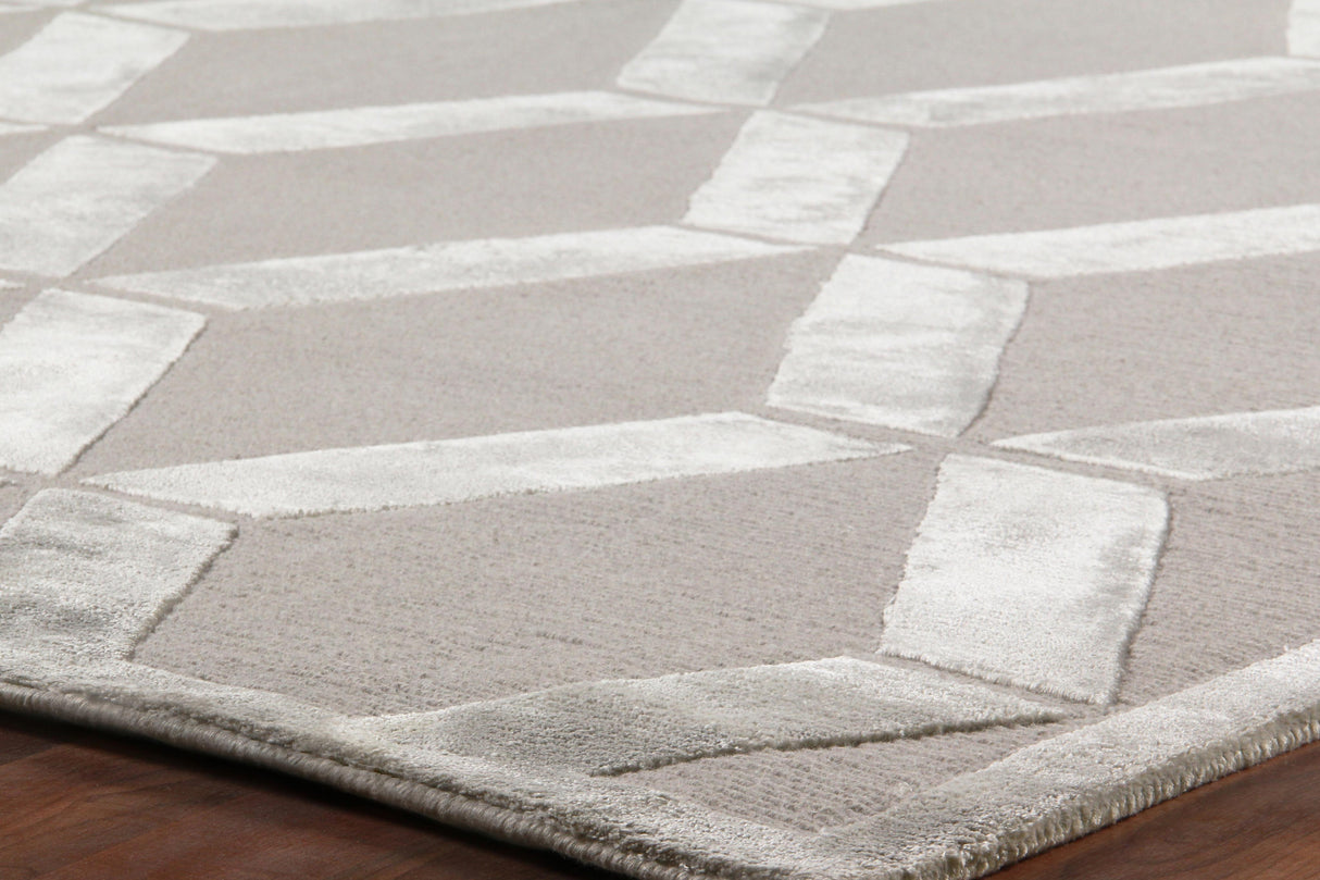 Exquisite Rugs Metro Velvet Hand Knotted Wool/Viscose in 3030 Silver 8' x 10' Area Rug
