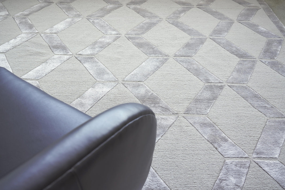 Exquisite Rugs Metro Velvet Hand Knotted Wool/Viscose in 3030 Silver 8' x 10' Area Rug