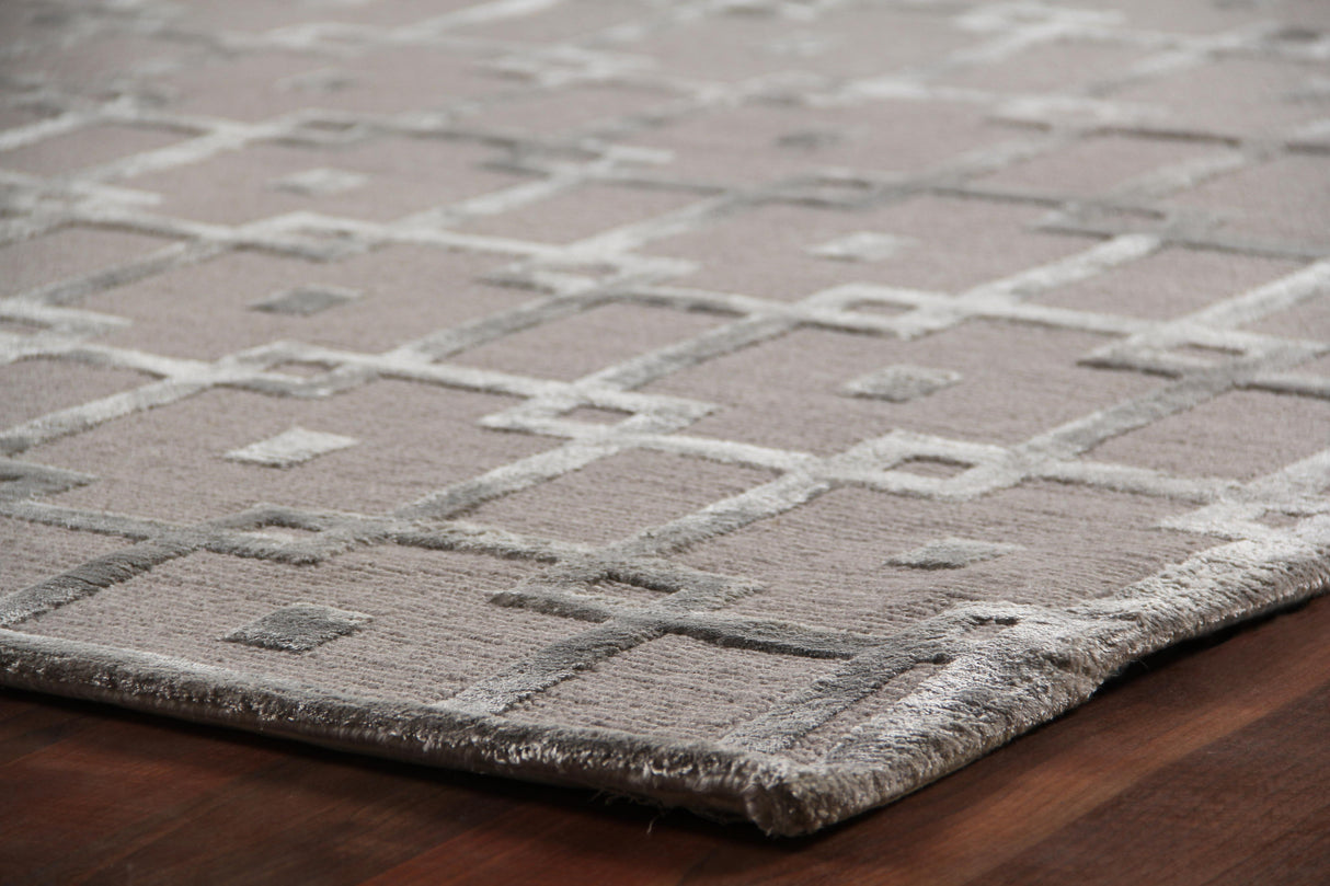 Exquisite Rugs Metro Velvet Hand Knotted Wool/Viscose in 3032 Silver 4' x 6' Area Rug