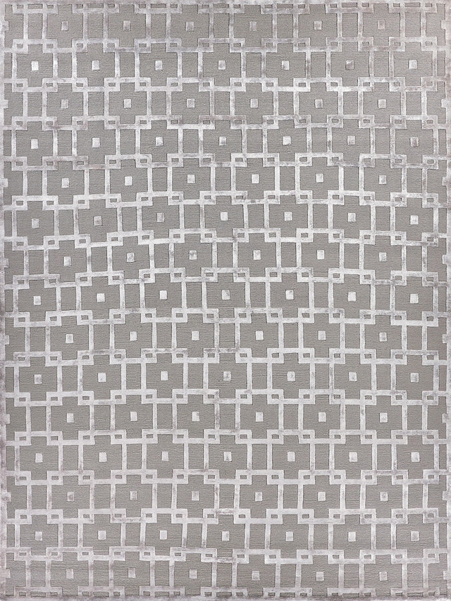 Exquisite Rugs Metro Velvet Hand Knotted Wool/Viscose in 3032 Silver 8' x 10' Area Rug