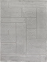 Exquisite Rugs Metro Velvet Hand Knotted Wool/Viscose in 3039 Silver 10' x 14' Area Rug