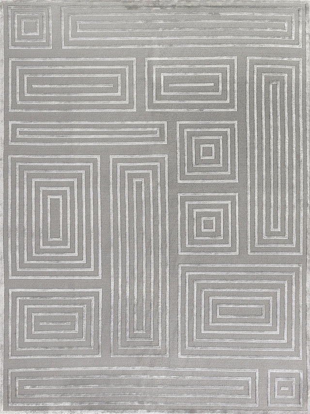 Exquisite Rugs Metro Velvet Hand Knotted Wool/Viscose in 3039 Silver 10' x 14' Area Rug