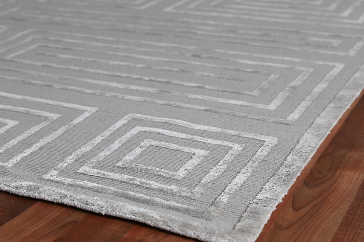 Exquisite Rugs Metro Velvet Hand Knotted Wool/Viscose in 3039 Silver 10' x 14' Area Rug