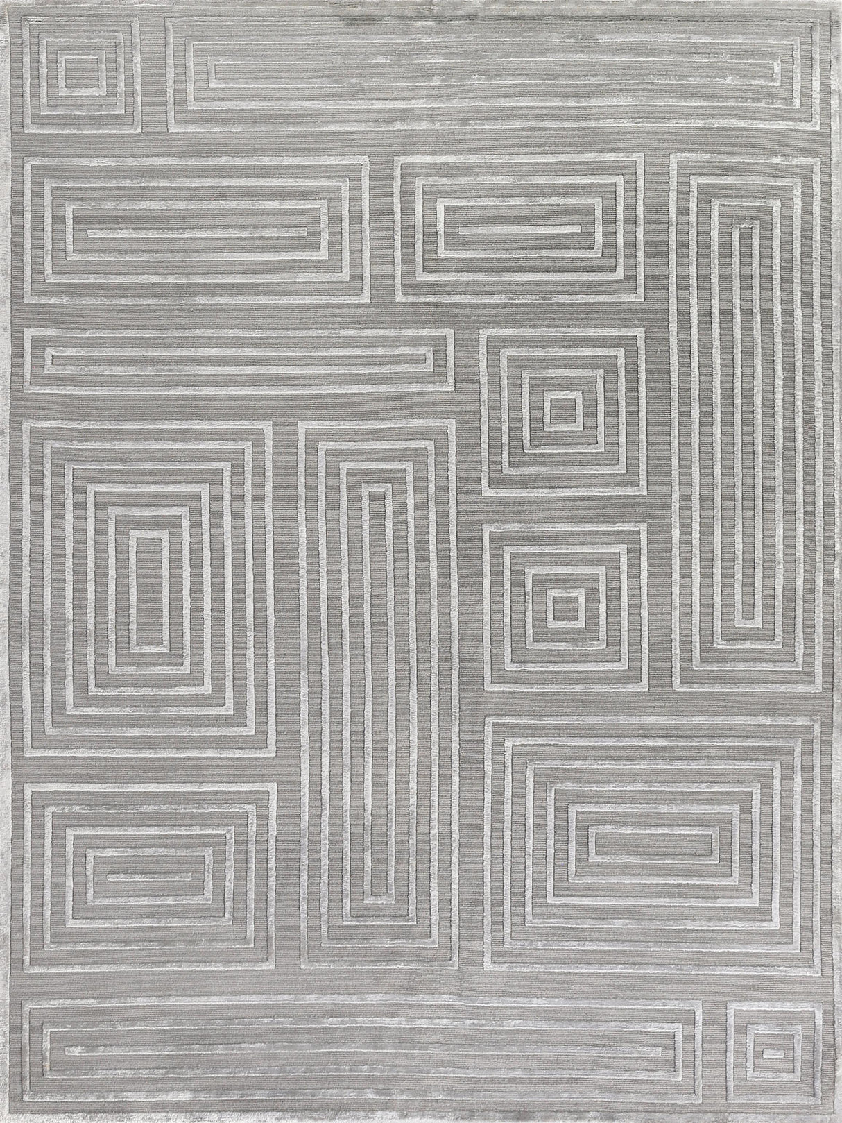 Exquisite Rugs Metro Velvet Hand Knotted Wool/Viscose in 3039 Silver 9' x 12' Area Rug