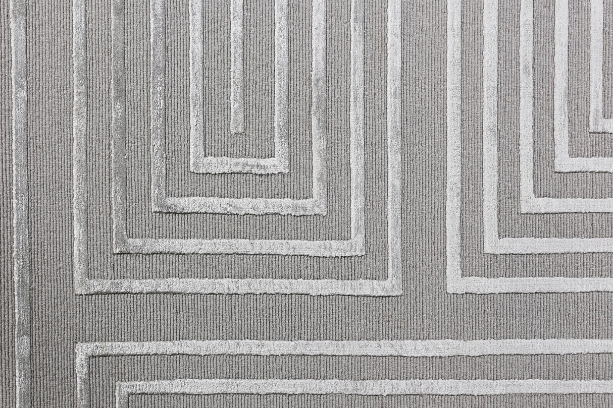 Exquisite Rugs Metro Velvet Hand Knotted Wool/Viscose in 3039 Silver 9' x 12' Area Rug