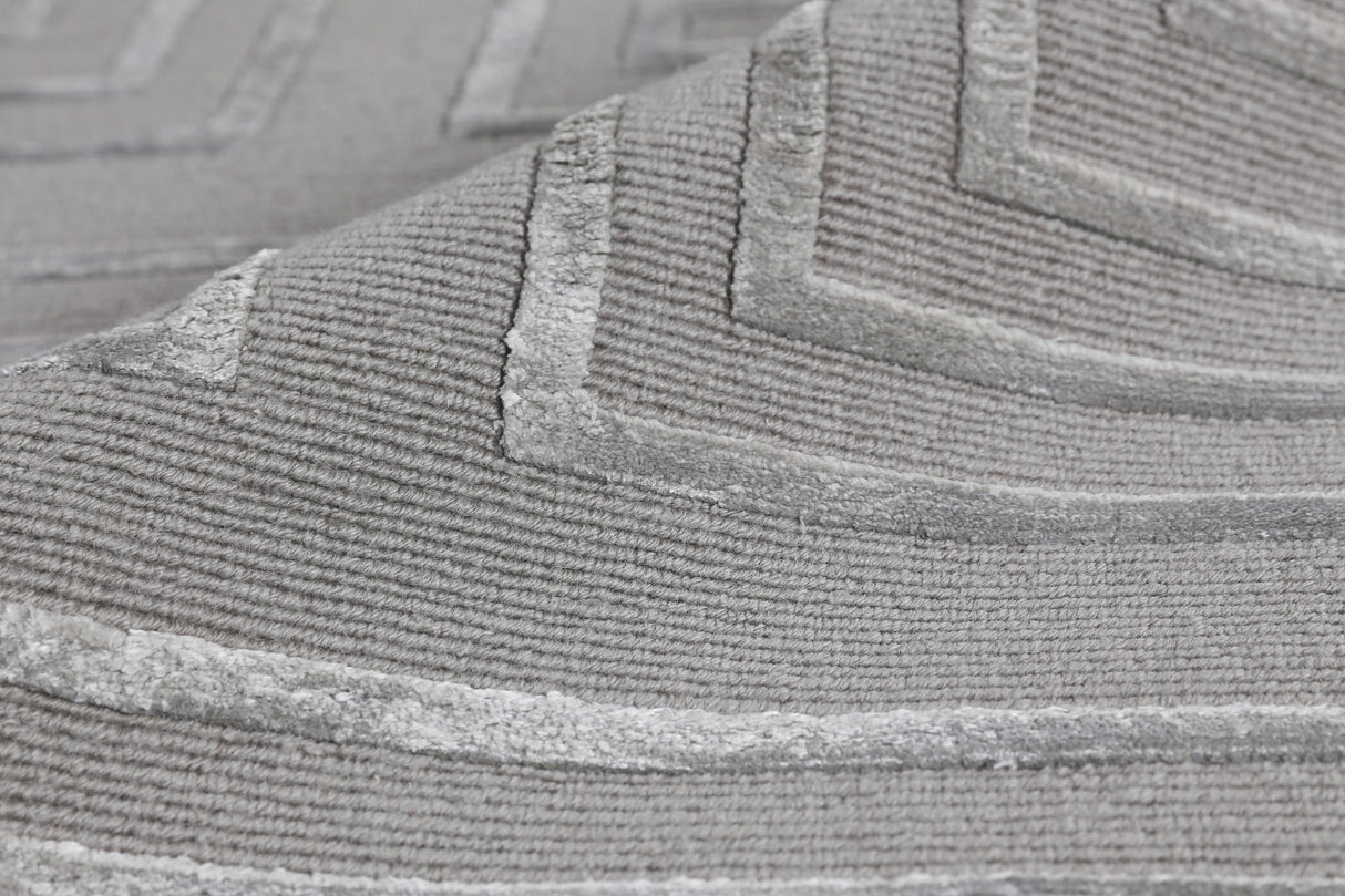 Exquisite Rugs Metro Velvet Hand Knotted Wool/Viscose in 3039 Silver 9' x 12' Area Rug