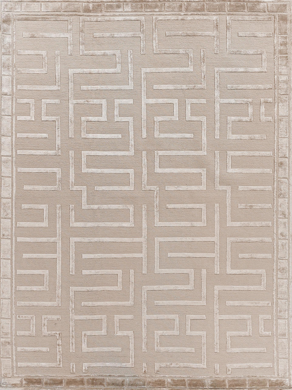 Exquisite Rugs Metro Velvet Hand Knotted Wool/Viscose in 3043 Beige 8' x 10' Area Rug