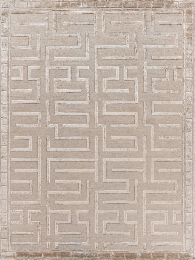 Exquisite Rugs Metro Velvet Hand Knotted Wool/Viscose in 3043 Beige 8' x 10' Area Rug
