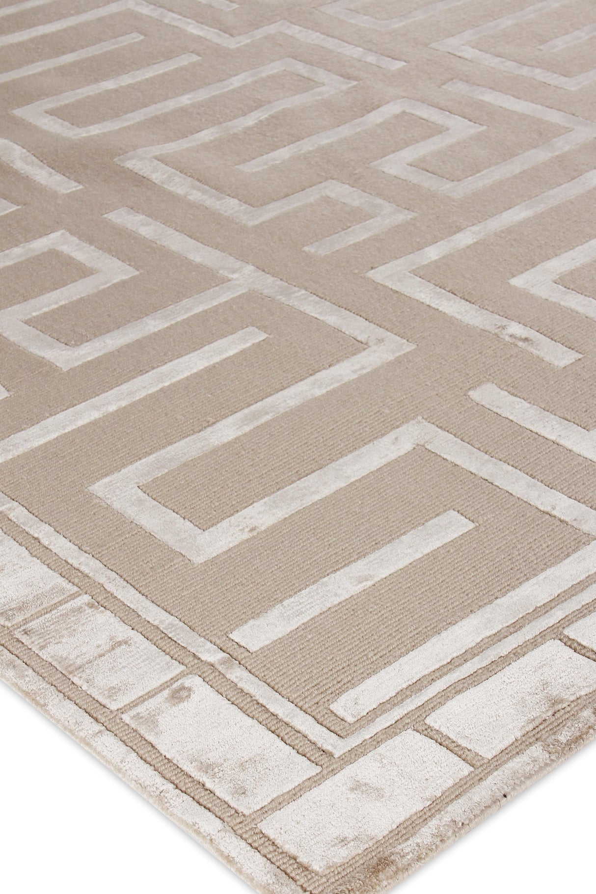 Exquisite Rugs Metro Velvet Hand Knotted Wool/Viscose in 3043 Beige 8' x 10' Area Rug