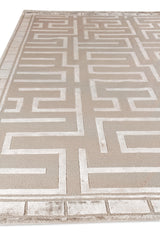 Exquisite Rugs Metro Velvet Hand Knotted Wool/Viscose in 3043 Beige 8' x 10' Area Rug