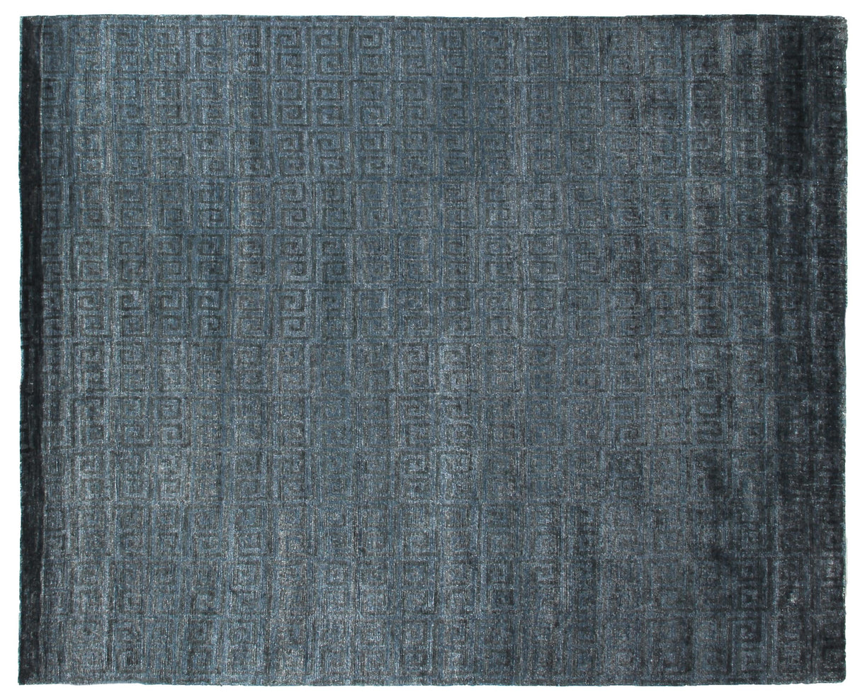 Exquisite Rugs Metro Velvet Hand Knotted Wool/Viscose in 3060 Blue 10' x 14' Area Rug
