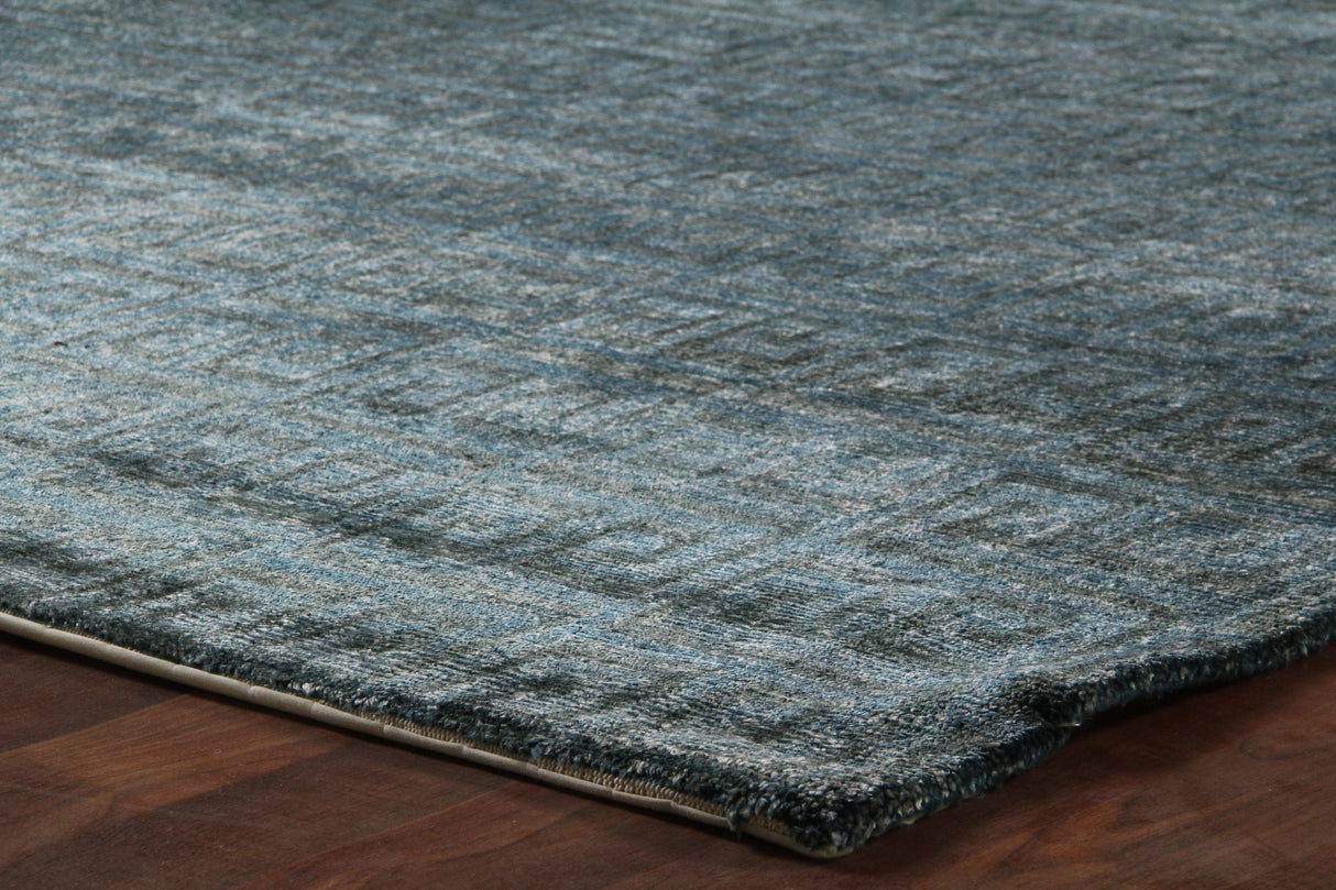 Exquisite Rugs Metro Velvet Hand Knotted Wool/Viscose in 3060 Blue 10' x 14' Area Rug