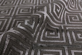 Exquisite Rugs Greek Key Hand Knotted Wool/Viscose in 3050 Dark Gray 8' x 10' Area Rug