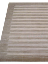 Exquisite Rugs Wide Stripe Hand Loomed Viscose in 3092 Light Beige 5' x 8' Area Rug