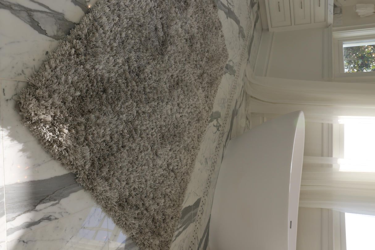 Exquisite Rugs Viscose Shaggy Shag Viscose in 3102 Silver 9' x 12' Area Rug