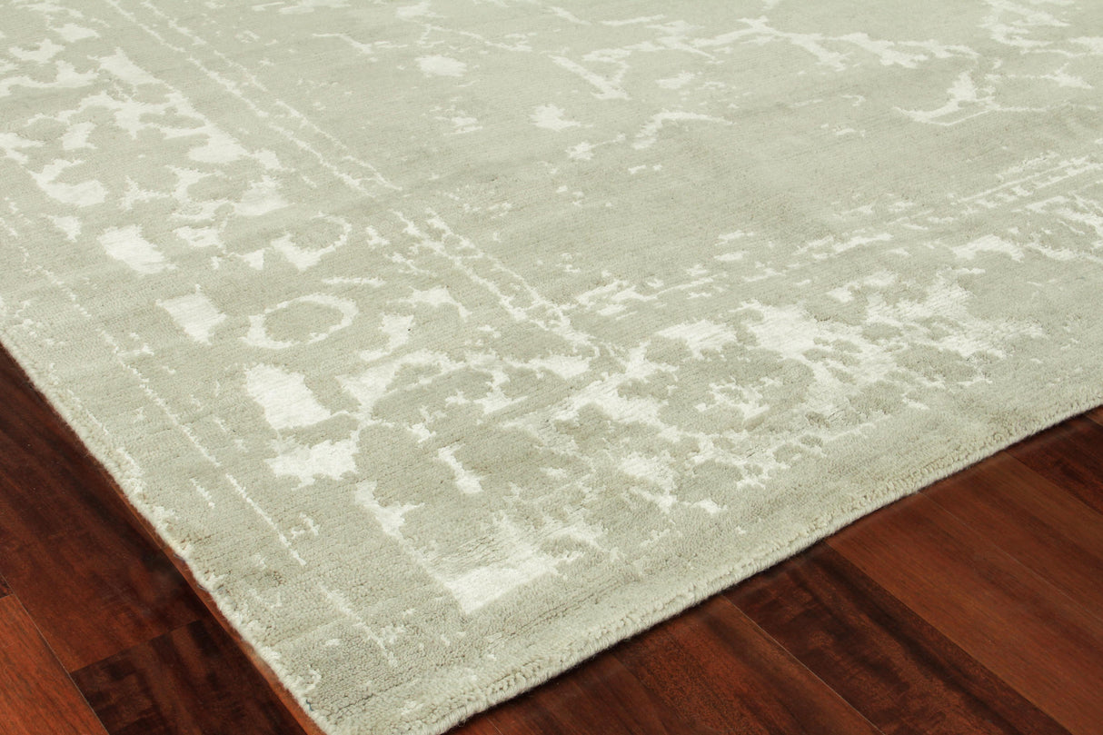 Exquisite Rugs Terras Hand Knotted Wool/Bamboo Silk in 3129 Gray/Platinum 8' x 10' Area Rug