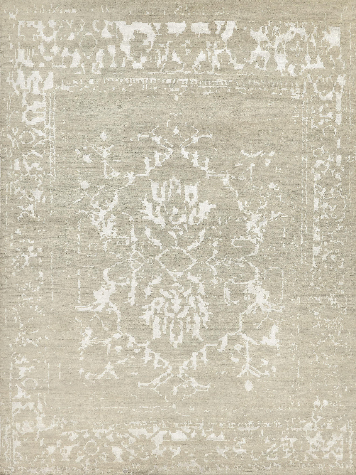 Exquisite Rugs Terras Hand Knotted Wool/Bamboo Silk in 3129 Gray/Platinum 8' x 10' Area Rug