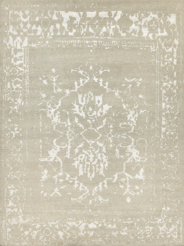 Exquisite Rugs Terras Hand Knotted Wool/Bamboo Silk in 3129 Gray/Platinum 8' x 10' Area Rug