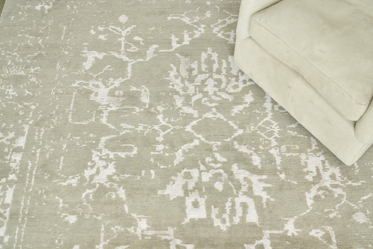 Exquisite Rugs Terras Hand Knotted Wool/Bamboo Silk in 3129 Gray/Platinum 8' x 10' Area Rug