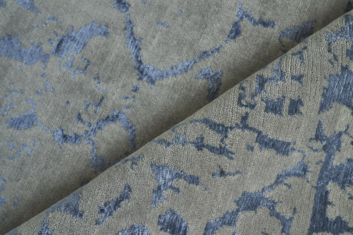 Exquisite Rugs Terras Hand Knotted Wool/Bamboo Silk in 3130 Gray/Blue 8' x 10' Area Rug