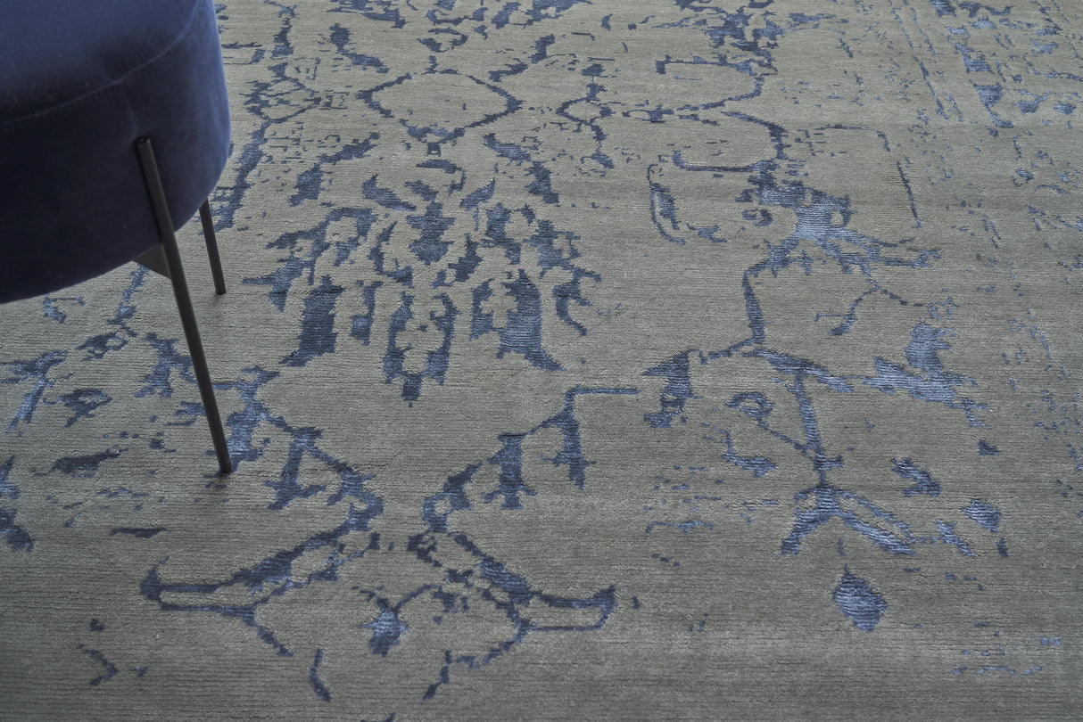 Exquisite Rugs Terras Hand Knotted Wool/Bamboo Silk in 3130 Gray/Blue 8' x 10' Area Rug