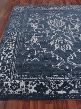Exquisite Rugs Terras Hand Knotted Wool/Bamboo Silk in 3131 Navy/Silver 12' x 15' Area Rug