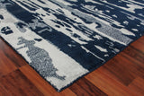 Exquisite Rugs Carrina Hand Knotted Wool/Bamboo Silk in 3135 Navy/Silver 10' x 14' Area Rug