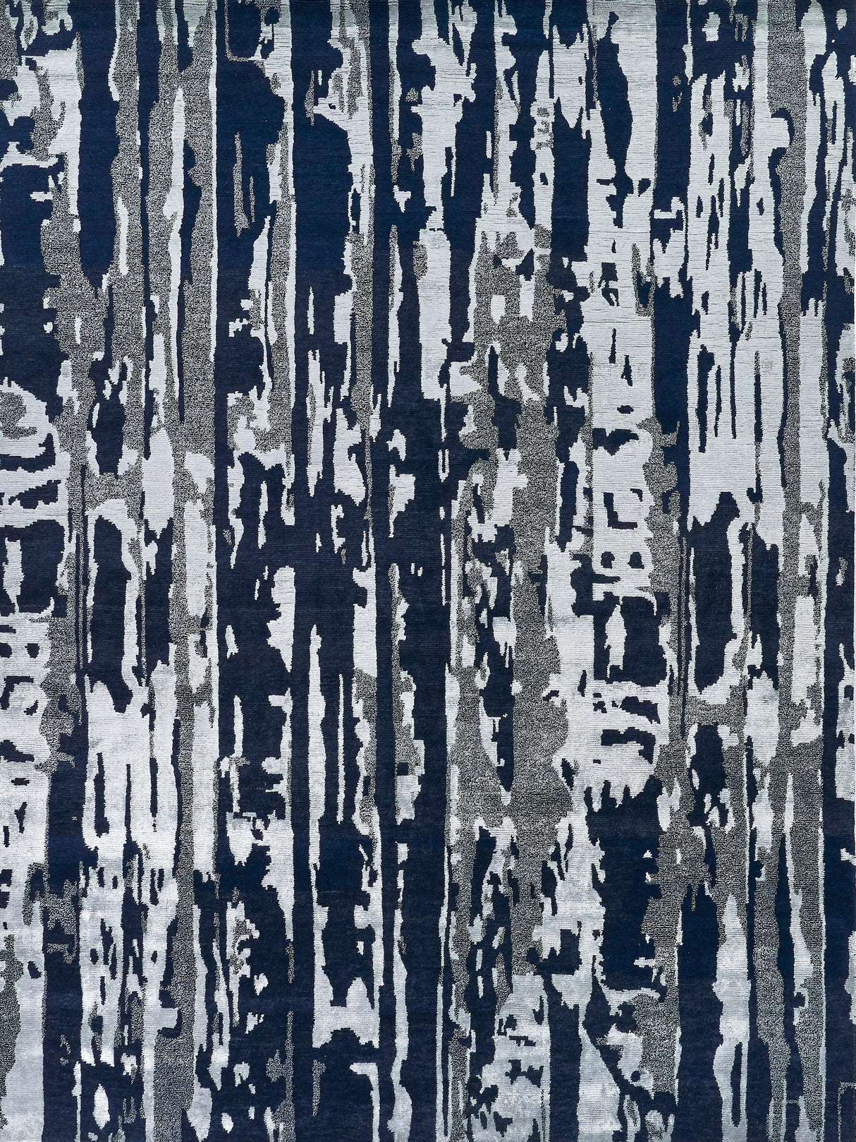 Exquisite Rugs Carrina Hand Knotted Wool/Bamboo Silk in 3135 Navy/Silver 6' x 9' Area Rug