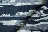 Exquisite Rugs Carrina Hand Knotted Wool/Bamboo Silk in 3135 Navy/Silver 6' x 9' Area Rug