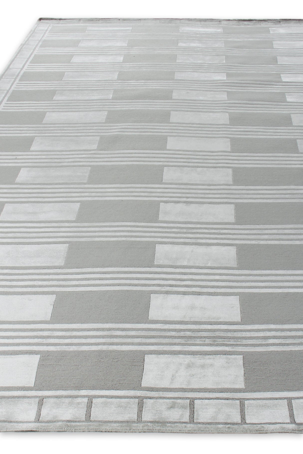 Exquisite Rugs Metro Velvet Hand Knotted Wool/Viscose in 3201 Ivory 9' x 12' Area Rug