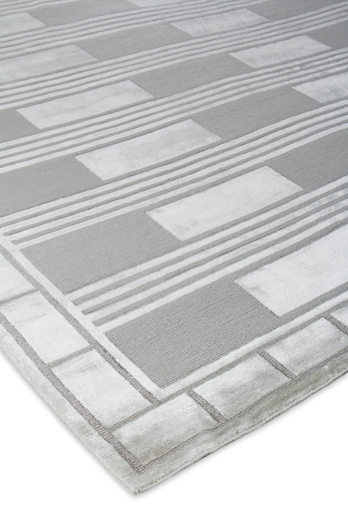 Exquisite Rugs Metro Velvet Hand Knotted Wool/Viscose in 3201 Ivory 6' x 9' Area Rug