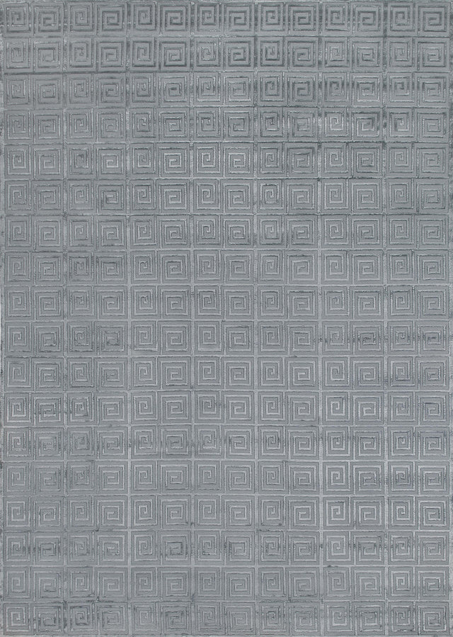 Exquisite Rugs Greek Key Hand Knotted Wool/Viscose in 3207 Blue 10' x 14' Area Rug