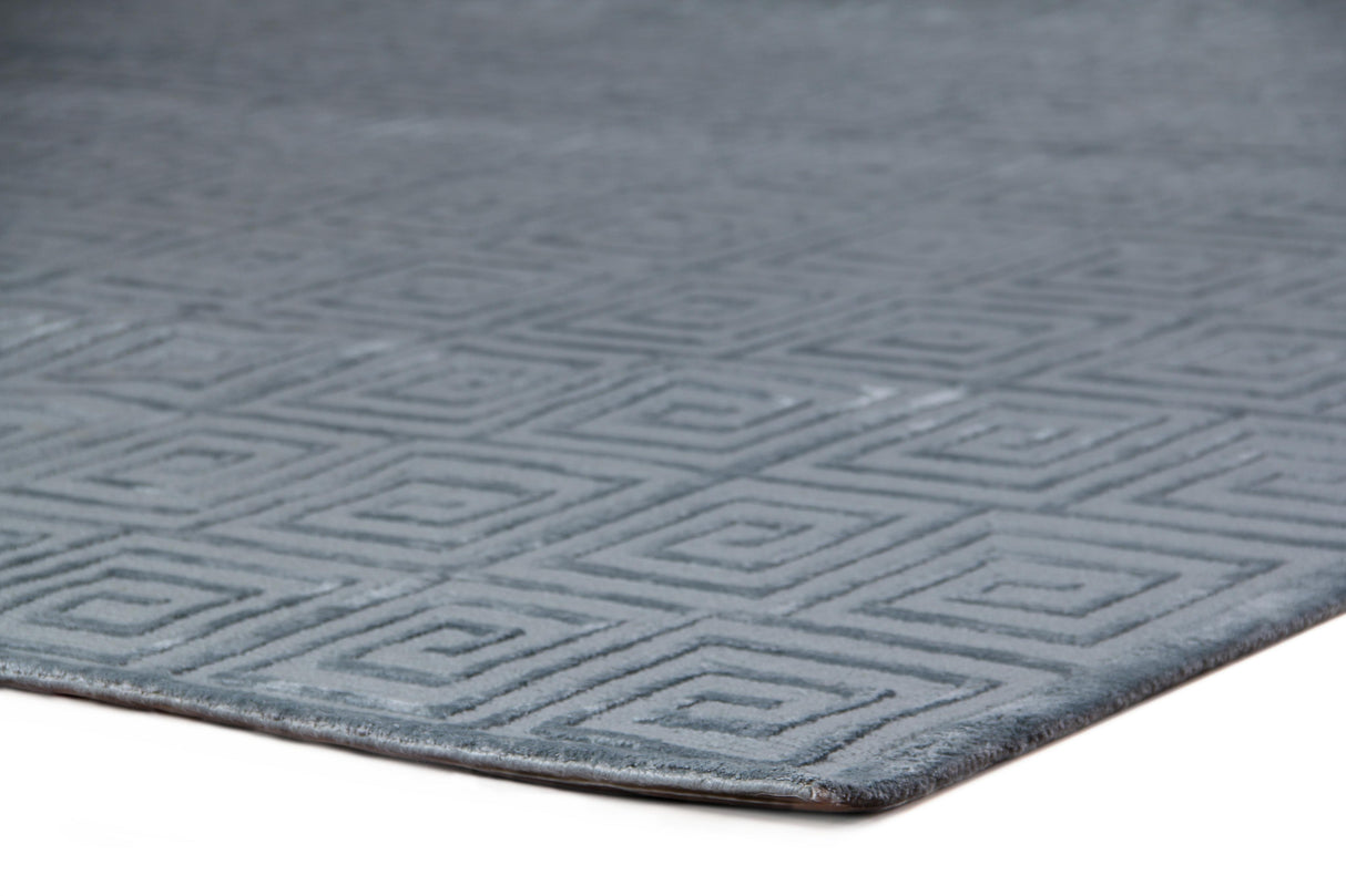 Exquisite Rugs Greek Key Hand Knotted Wool/Viscose in 3207 Blue 10' x 14' Area Rug