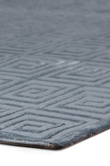 Exquisite Rugs Greek Key Hand Knotted Wool/Viscose in 3207 Blue 8' x 10' Area Rug