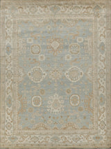 Exquisite Rugs Antique Weave Oushak Hand Knotted New Zealand Wool in 3280 Light Blue/Ivory 8' x 10' Area Rug