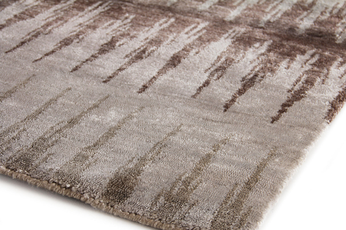 Exquisite Rugs Bamboo Silk Hand Knotted Bamboo Silk in 3286 Beige/Gray 6' x 9' Area Rug