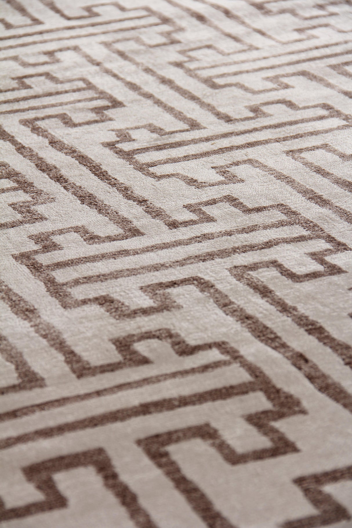 Exquisite Rugs Bamboo Silk Hand Knotted Bamboo Silk in 3291 Ivory/Brown 6' x 9' Area Rug