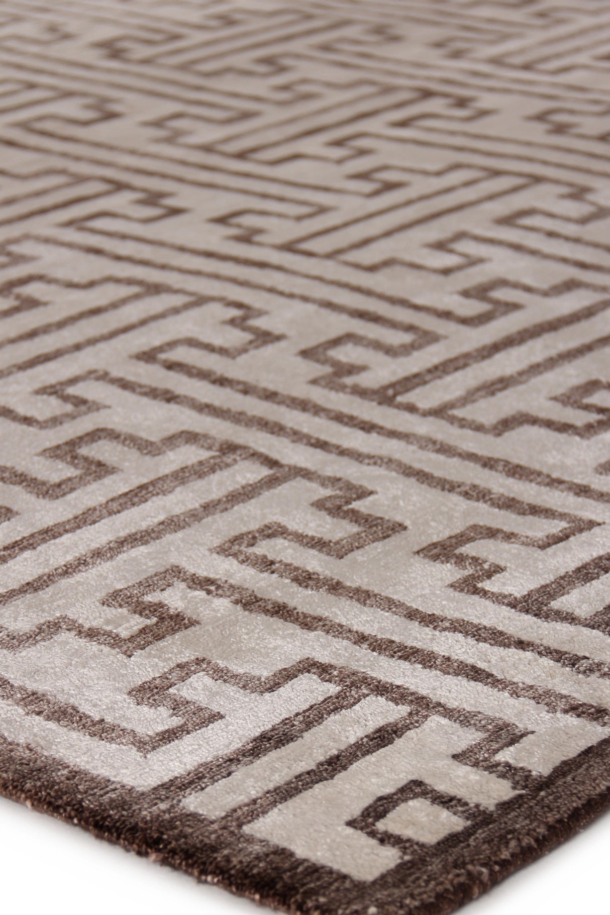 Exquisite Rugs Bamboo Silk Hand Knotted Bamboo Silk in 3291 Ivory/Brown 8' x 10' Area Rug