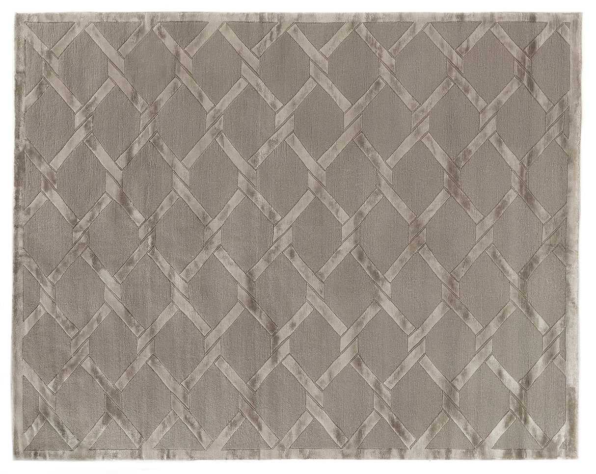 Exquisite Rugs Metro Velvet Hand Knotted Wool/Viscose in 3297 Beige 4' x 6' Area Rug