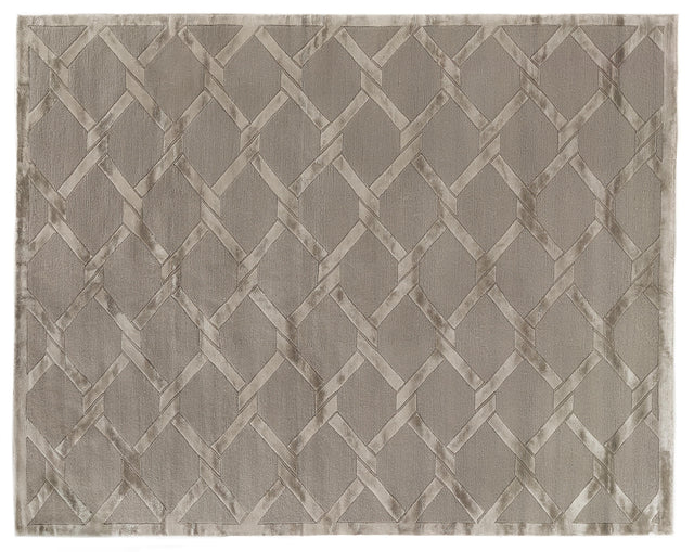 Exquisite Rugs Metro Velvet Hand Knotted Wool/Viscose in 3297 Beige 4' x 6' Area Rug