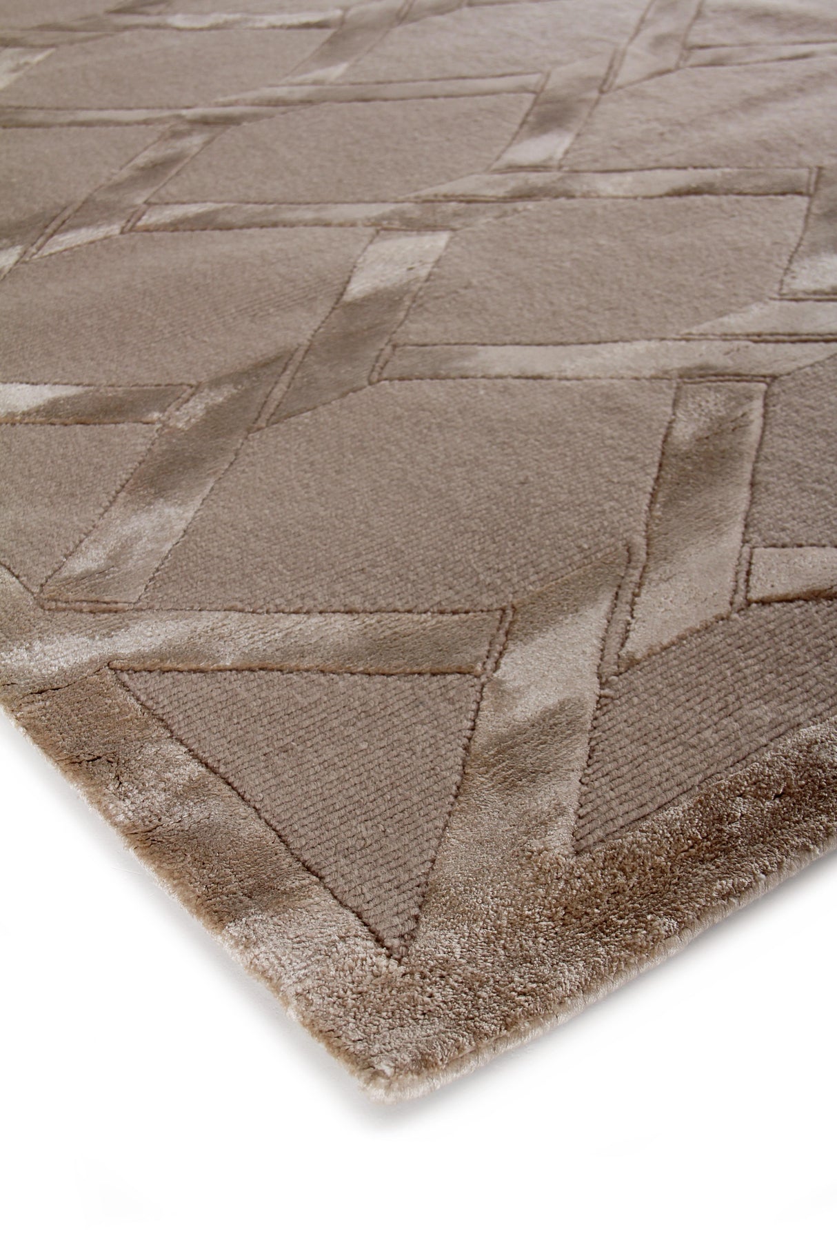 Exquisite Rugs Metro Velvet Hand Knotted Wool/Viscose in 3297 Beige 4' x 6' Area Rug