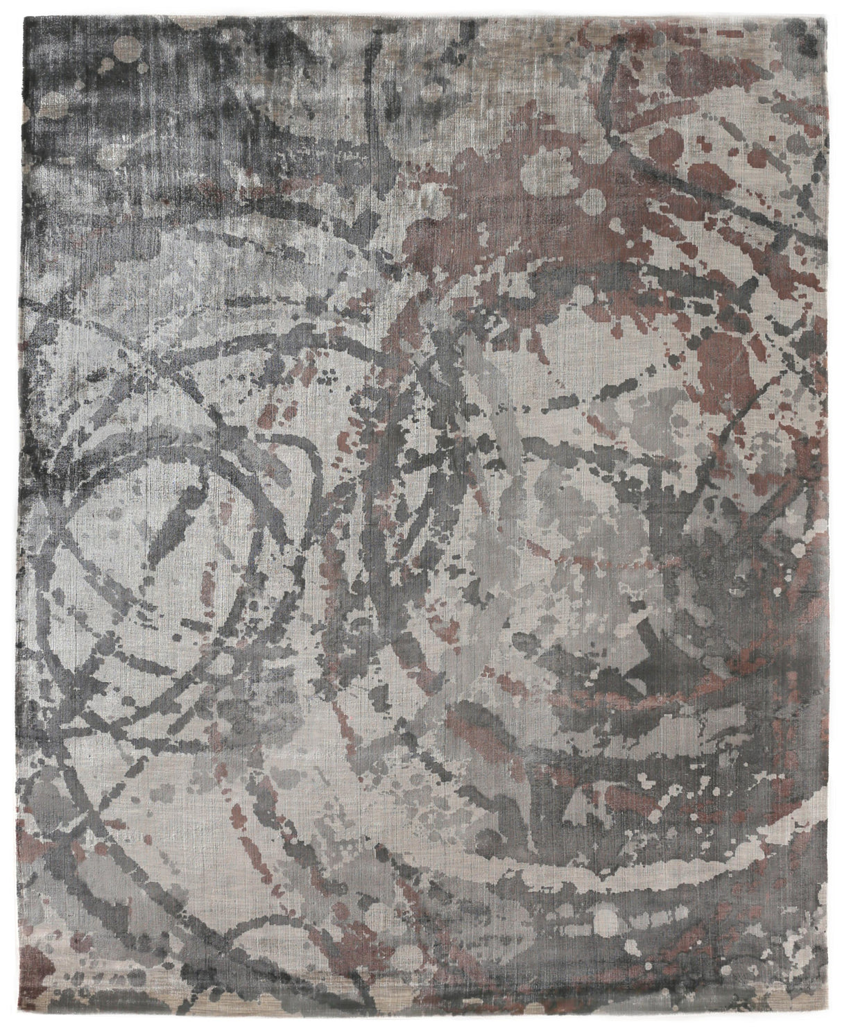 Exquisite Rugs Koda Hand Loomed Bamboo Silk in 3330 Copper/Charcoal 10' x 14' Area Rug