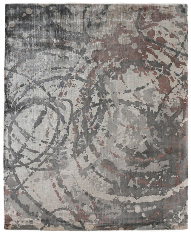Exquisite Rugs Koda Hand Loomed Bamboo Silk in 3330 Copper/Charcoal 10' x 14' Area Rug