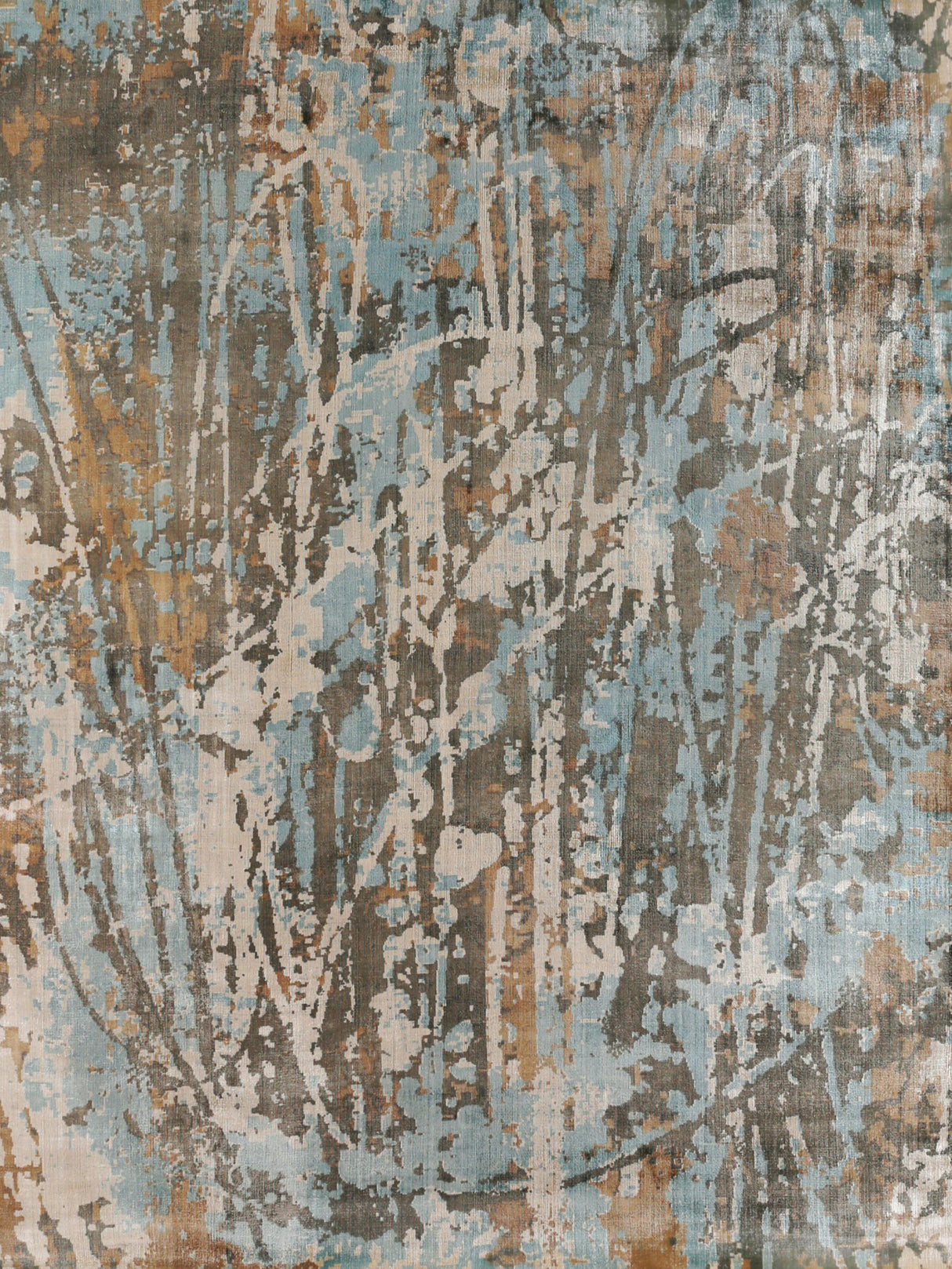 Exquisite Rugs Koda Hand Loomed Bamboo Silk in 3333 Blue/Brown 10' x 14' Area Rug