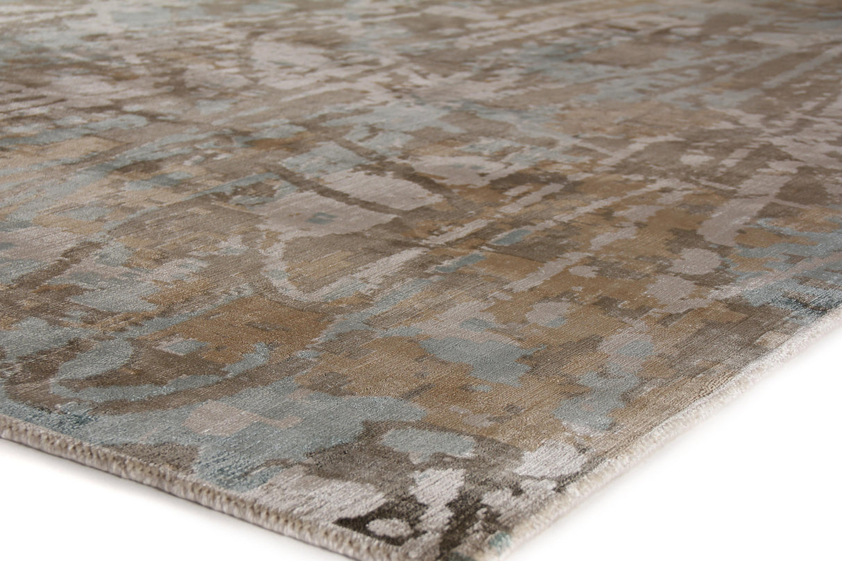Exquisite Rugs Koda Hand Loomed Bamboo Silk in 3333 Blue/Brown 10' x 14' Area Rug