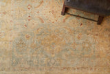 Exquisite Rugs Antique Weave Oushak Hand Knotted New Zealand Wool in 3344 Light Blue/Gold 14' x 18' Area Rug