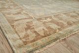 Exquisite Rugs Antique Weave Oushak Hand Knotted New Zealand Wool in 3346 Blue/Light Brown 12' x 15' Area Rug