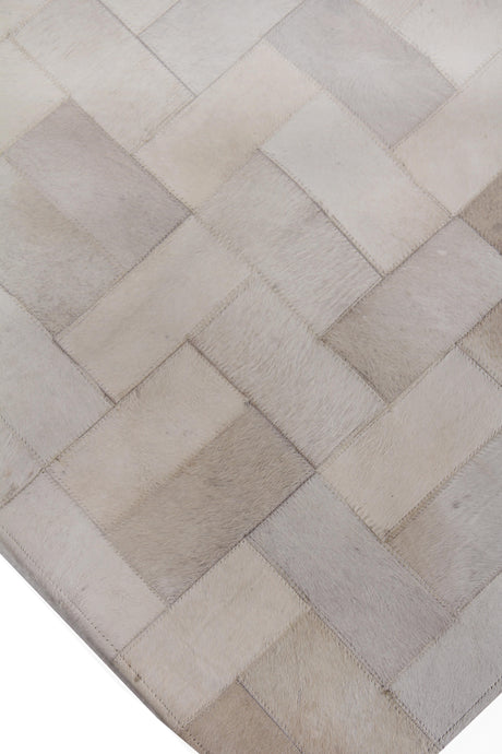 Exquisite Rugs Natural Hide Handmade Leather Hide in 3354 Ivory/Multi 10' x 13' Area Rug