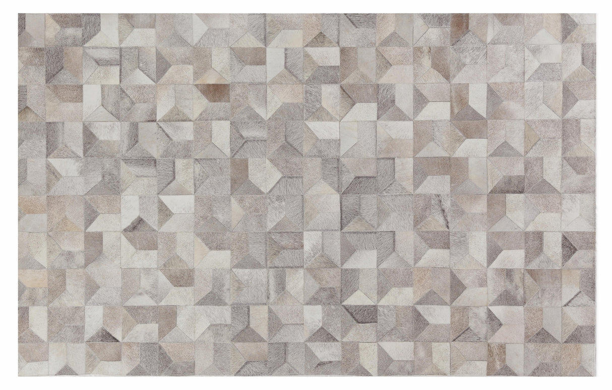 Exquisite Rugs Natural Hide Handmade Leather Hide in 3355 Gray/Multi 5' x 8' Area Rug